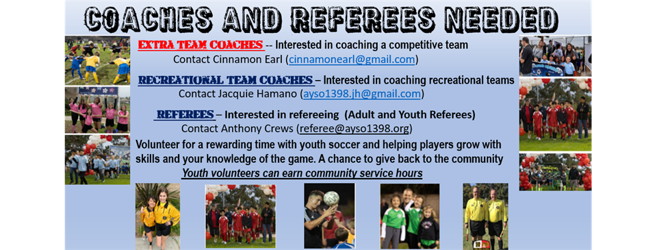 Referees & Coaches Needed
