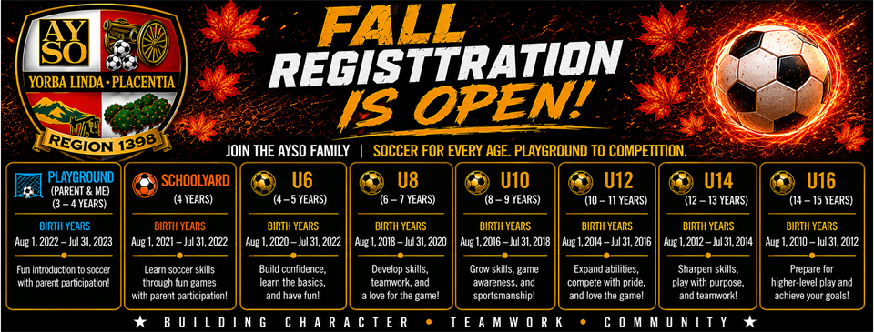 FALL REGISTRATION IS OPEN